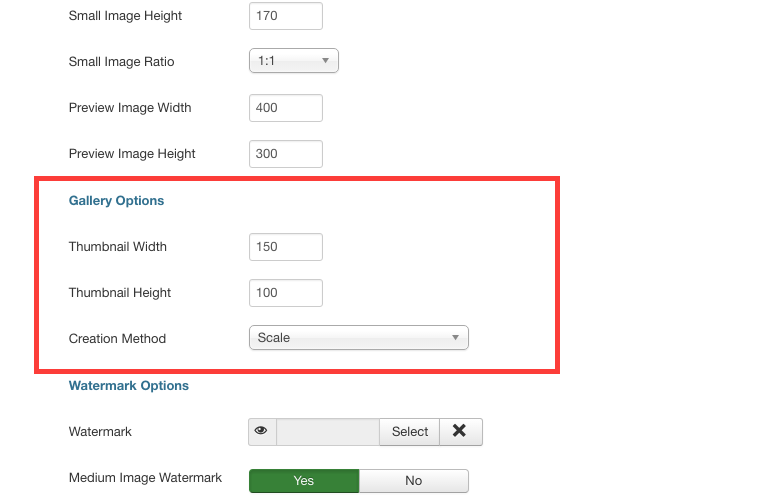 Gallery Options in NorrCompetition