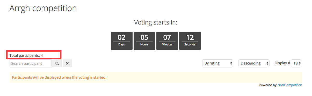 No paticipants displayed in the competition which voting date is not started yet
