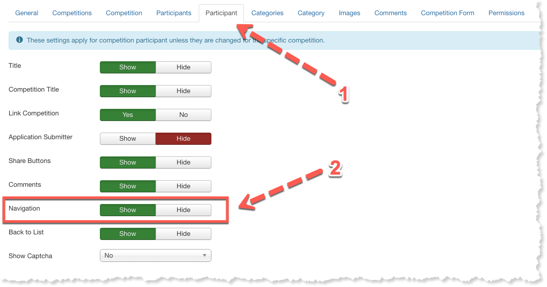 Enable navigation buttons on participant's page