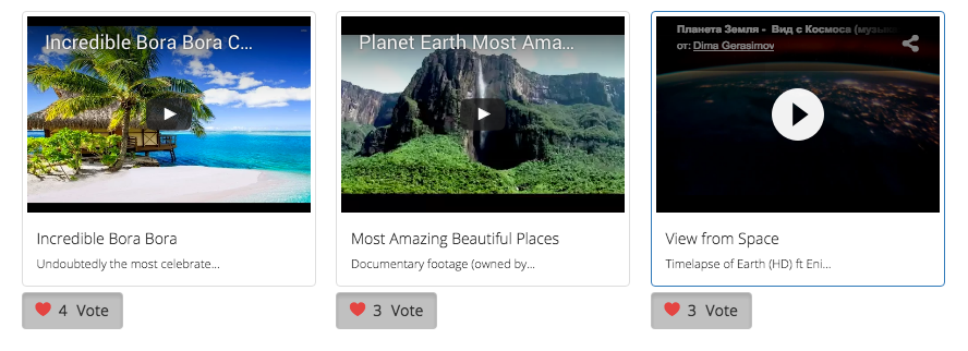 List of Entries with video players in NorrCompetition