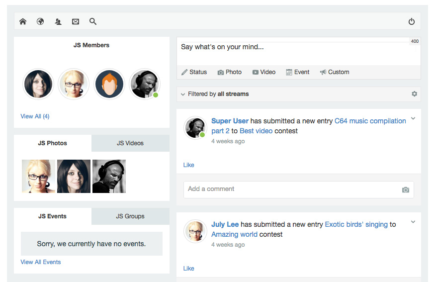 NorrCompetition Application for JomSocial - Contest actions in the timeline