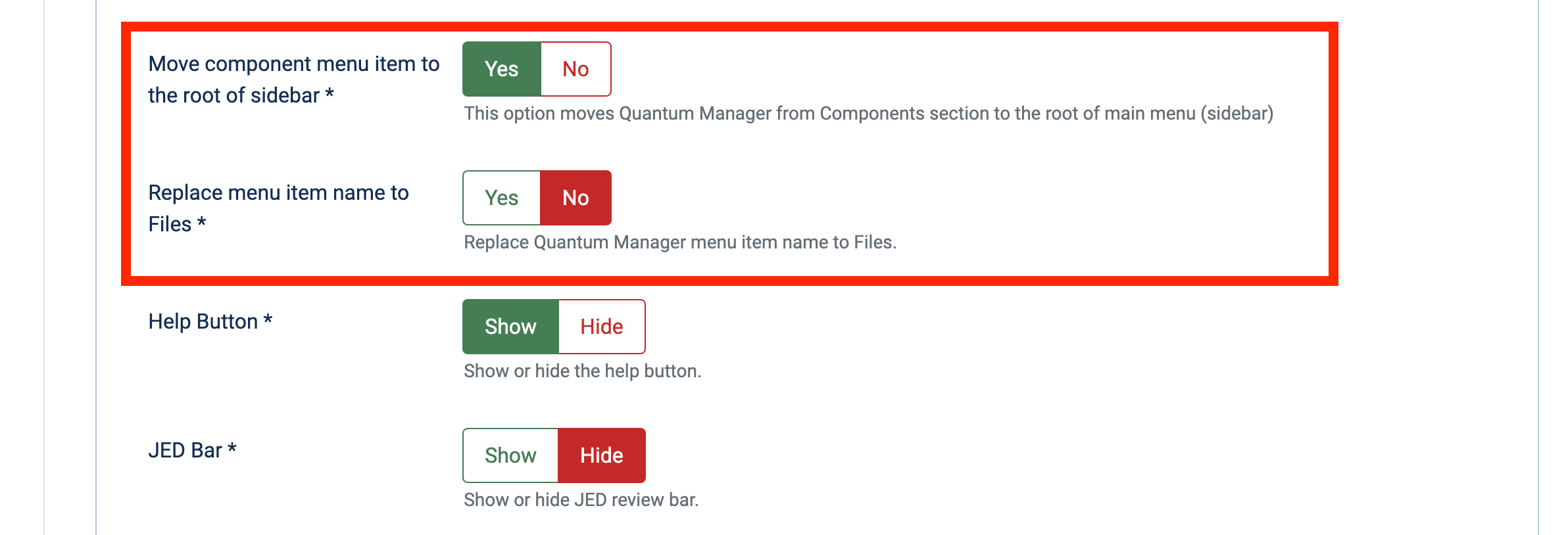 Quantum Manager - menu item in the sidebar