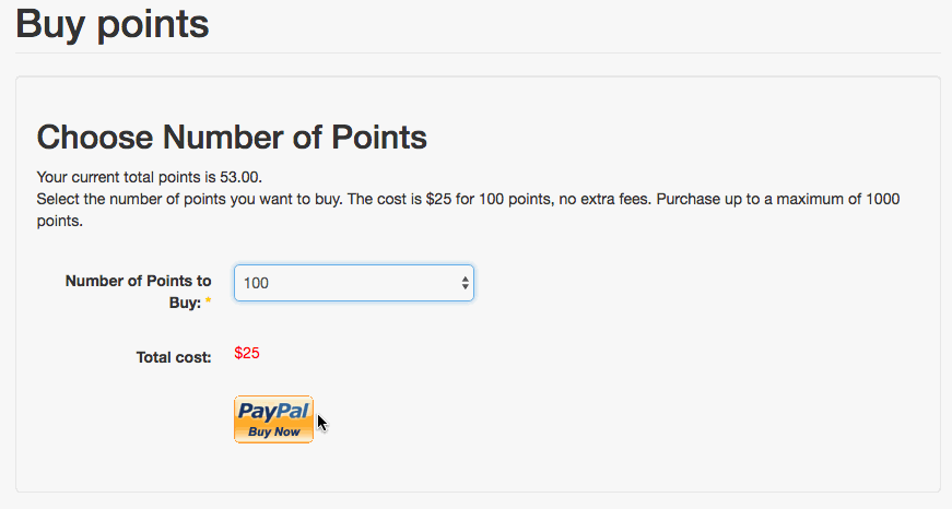 Buy AltaUserPoints points with PayPal - front-end