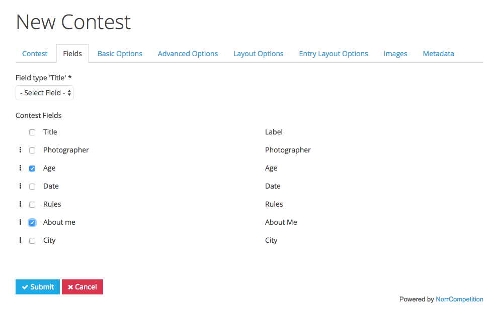 Create new Competition on front-end