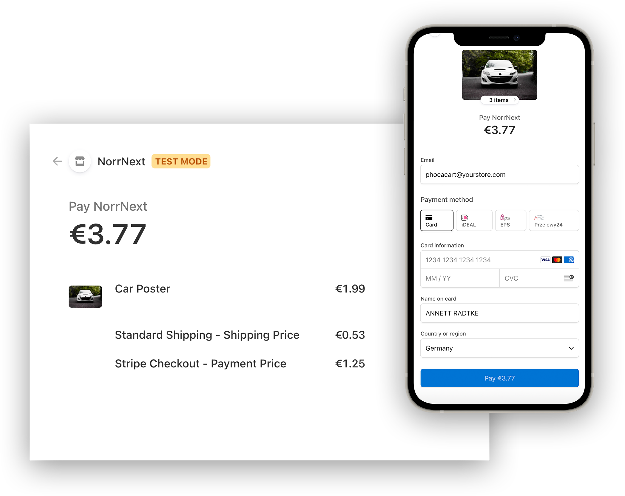 Stripe Checkout for Phoca Cart with 3D Secure support