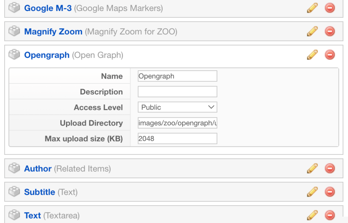 Open Graph for ZOO - settings